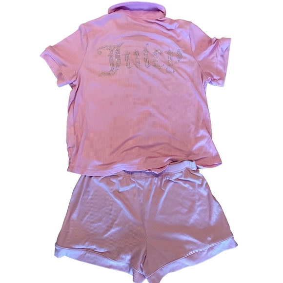 Juicy Couture Pink Rhinestone Logo Pajama Set | Small Y2K - flaw - Picture 2 of 6